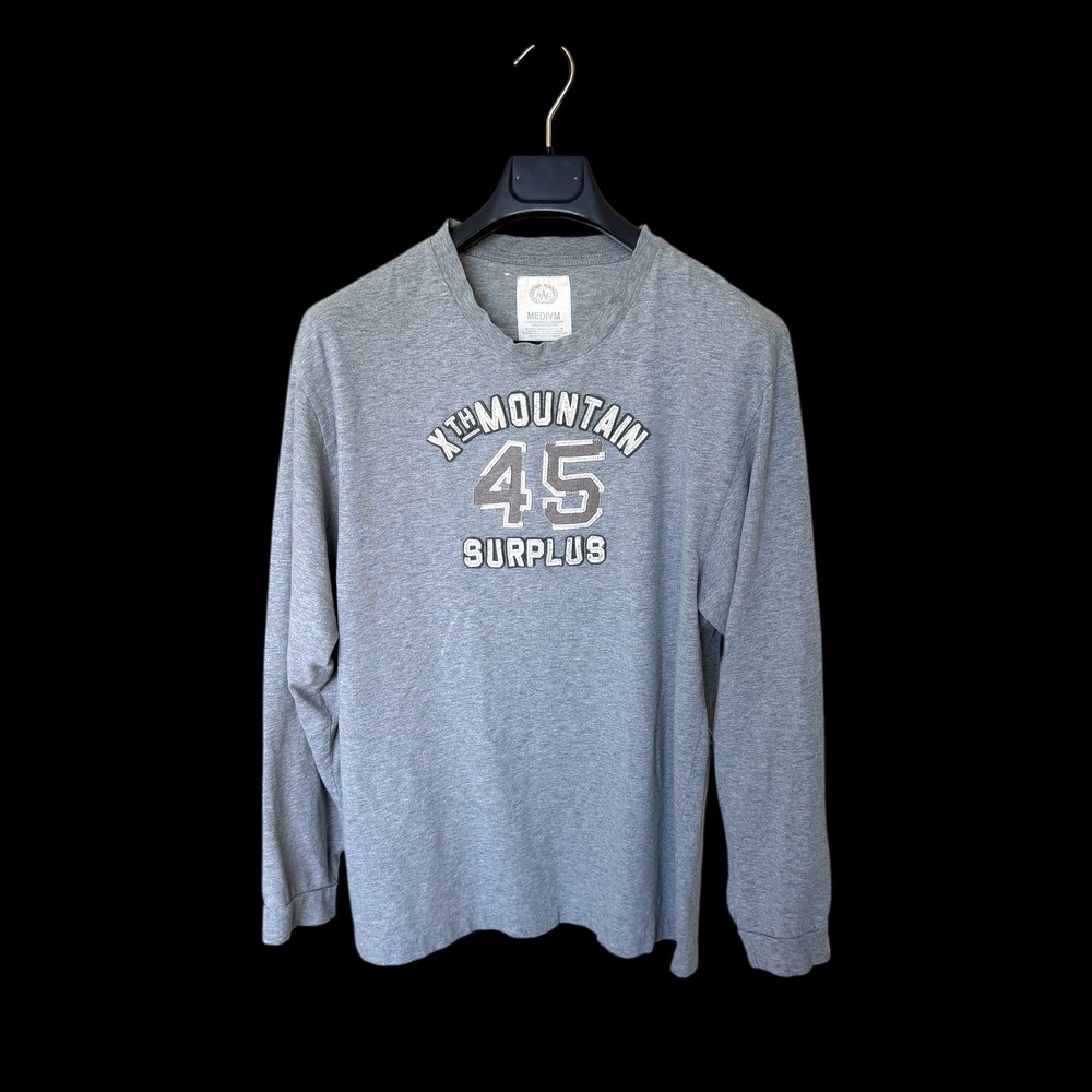 BAC 10th Mountain 45 Surplus‎ Long Sleeve Retro T-Shirt Gray Medium